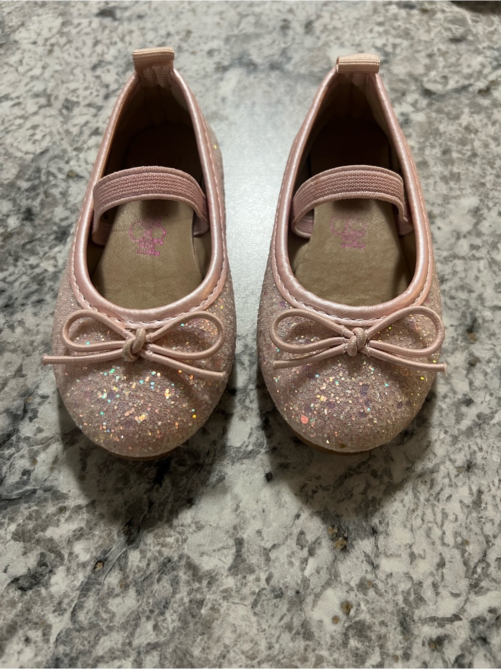 Kensie Girl Pink Glitter Ballet Flats with Bow 2/2